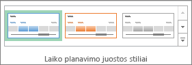 Laiko planavimo juostos stiliai laiko planavimo juostos įrankių skirtuke Parinktys