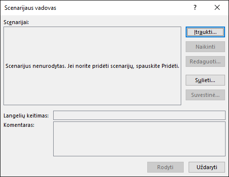 Scenario Manger wizard