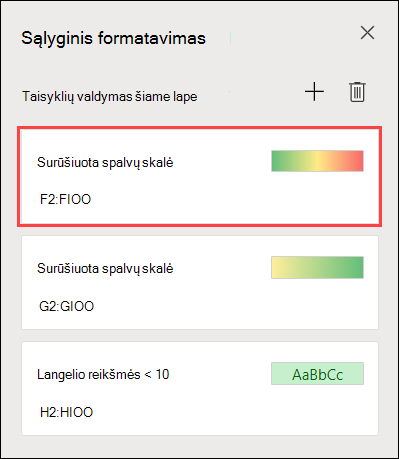 Trijų spalvų skalės formatavimas