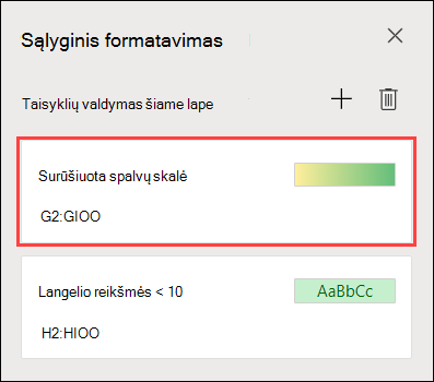 Dviejų spalvų skalių formatavimas