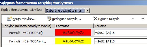 Sąlyginio formatavimo taisyklės