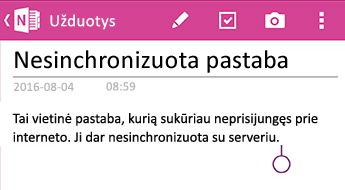 Nesinchronizuota pastaba programoje 