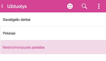 Nesinchronizuota pastaba programoje 