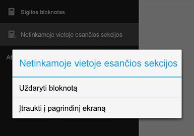 Komanda Uždaryti bloknotą programoje 