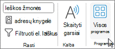 Mygtukas Visos programos programoje 