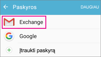 Pasirinkite savo paskyrą