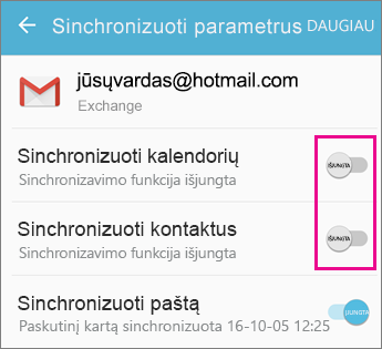 Sinchronizavimas įjungtas