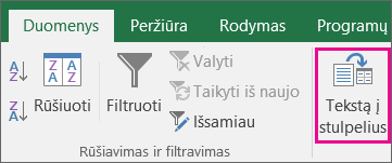 Duomenų teksto pasirinkimas > į stulpelius