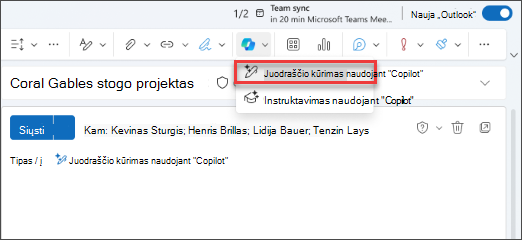 Juodraščio naudojant 