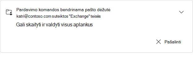 Išplėsta pardavimo komanda Bendrinamos pašto dėžutės kortelė