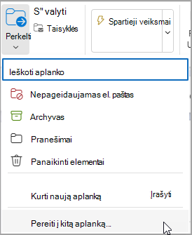 Pasirinkite Perkelti ir pasirinkite aplanką, į kurį norite perkelti pranešimą.
