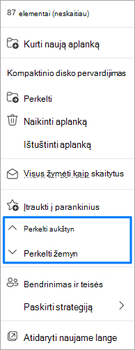 Parinkties Perkelti aplankus ekrano kopija