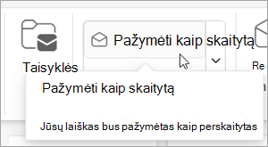 Tinkinto sparčiojo veiksmo su aprašu, kai užvedate žymiklį virš veiksmo, ekrano kopija