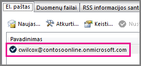 Abonementas dialoge lange Abonemento parametrai programoje „Outlook 2013“