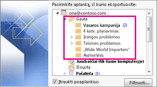 El. pašto aplankai