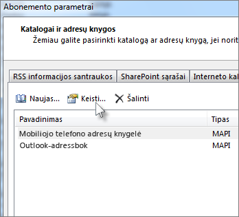 Spustelėkite norimą adresų knygą, tada spustelėkite Keisti.