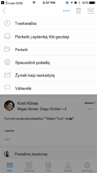 Veiksmai su laišku