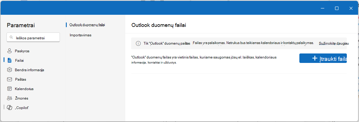Atidaryti PST failą