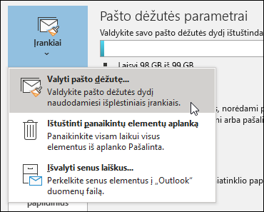 Pašto dėžutės valymas