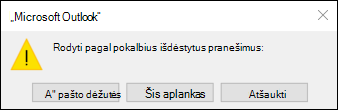 Visų pašto dėžučių arba šio aplanko pokalbio rodinys