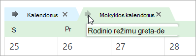 Spustelėkite rodyklę Peržiūrėti gretutiniu režimu