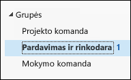 Grupės kairiojoje naršymo srityje