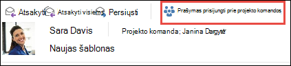 Prisijungimo prie grupės užklausa iš el. laiško