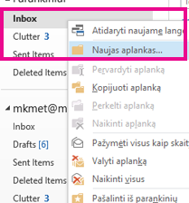 Naują poaplankį galite sukurti naudodami dešiniojo pelės mygtuko meniu.