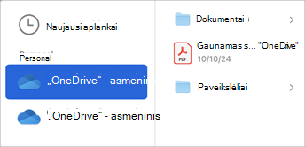Pasirinkite debesies saugyklos paskyrą ir ieškokite failų, kuriuos norite pridėti prie el. laiško.