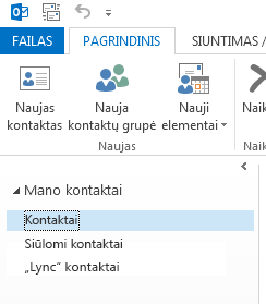 Dalyje Mano kontaktai dešiniuoju pelės mygtuku spustelėkite aplanką Kontaktai.
