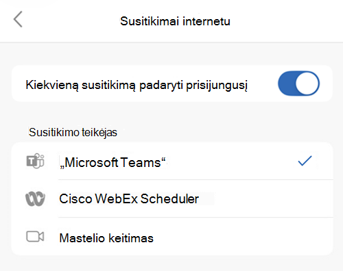 Pasirinkite numatytąjį teikėją programoje 