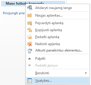 Dešiniuoju pelės mygtuku spustelėkite naują aplanką, tada spustelėkite Ypatybės.