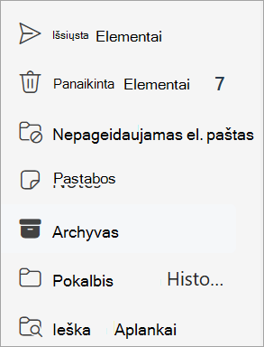 Pasirinkite aplanką Archyvas iš aplankų sąrašo