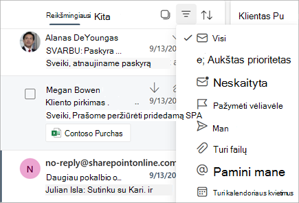 Pranešimų filtravimas