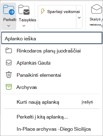 Pasirinkite Perkelti iš juostelės