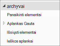 Išplėskite archyvo failą naršymo srityje, kad pamatytumėte jame esančius poaplankius.