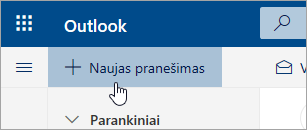 Ekrano kopija, kurioje matyti mygtukas Naujas pranešimas