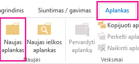 Skirtuke Aplankas spustelėkite Naujas aplankas.