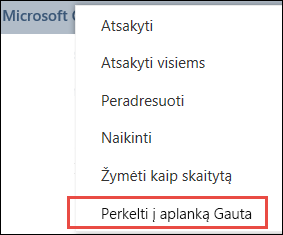 Perkelti į aplanką Gauta