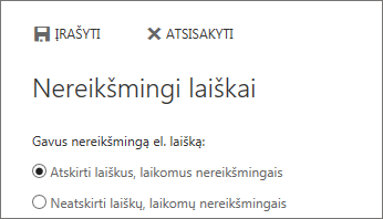 Nesvarbių laiškų parinktys