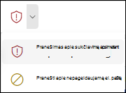 Mygtuko Ataskaita su pasirinkta parinktimi Pranešti apie sukčiavimą apsimetant supaprastintoje juostelėje internetinėje „Outlook“ ekrano kopija.