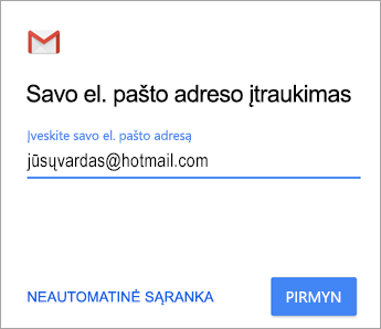 Įtraukite savo el. pašto adresą