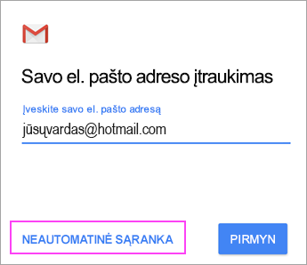 Pasirinkite Nustatymas rankiniu būdu