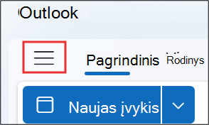Ekrano kopijoje pavaizduota, ką daryti, jei outlook.com nematote parinkties Įtraukti kalendorių