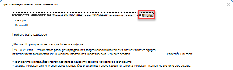 Langas, kuriame rodoma išsami informacija apie 