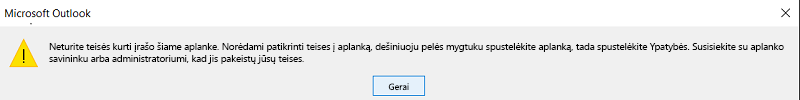 Kontaktų kūrimo klaida
