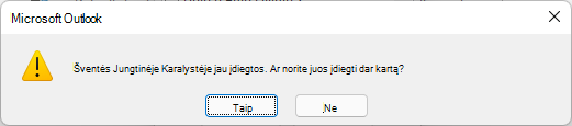 Atostogos Jungtinėje Karalystėje jau įdiegtos. Ar norite įdiegti juos dar kartą?