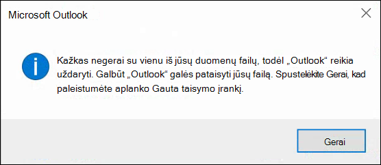 Kažkas nutiko vienam iš jūsų duomenų failų ir 