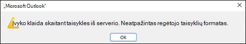 Skaitymo taisyklių klaida programoje 