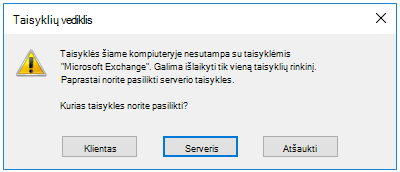 Taisyklių vedlio dialogo lango raginimas